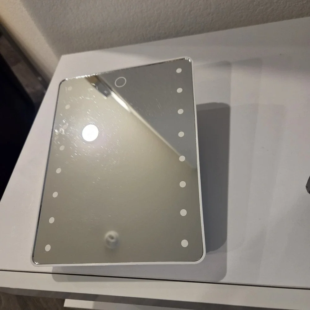 Cosmetic Mirror with LED Lights Touch Switch Battery Vanity Stand Travel